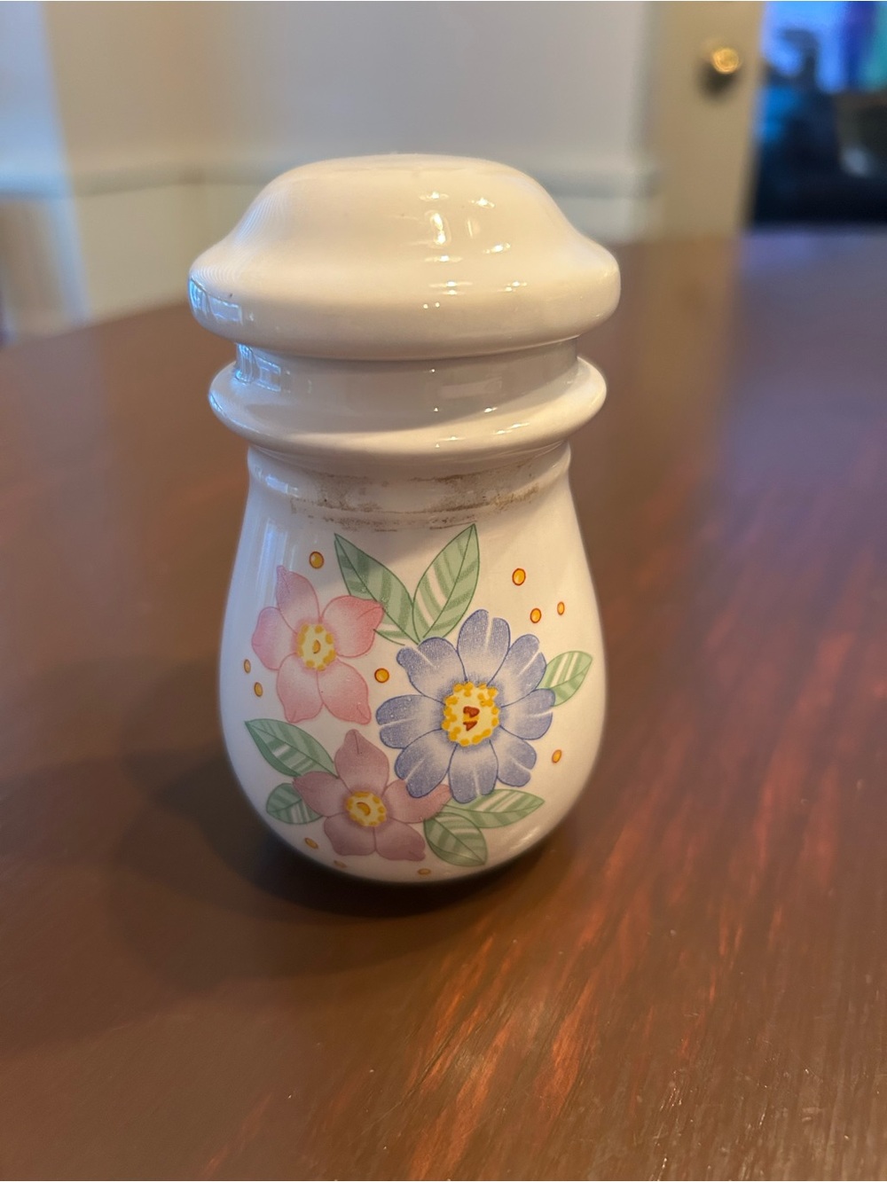 White Floral Ceramic Salt Shaker - Decorative Home Accent
